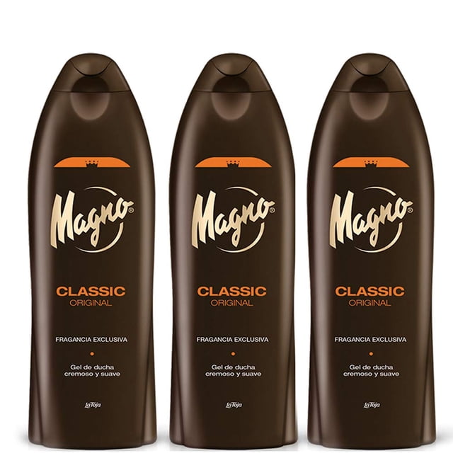 3 botellas de gel de ducha Magno 18,3 oz./550 ml