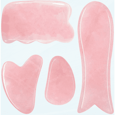 Gua Sha Scraping Massage Stone,4pcs Handmade Rose Quartz Guasha Board Traditional Scraper Tools for SPA Acupuncture,Therapy Massage Stones