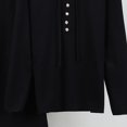 thumbnail image 4 of Puntoco Traje De Punto De Moda Con Cuello Redondo Y Manga Larga Para Mujer, Color Negro, 4 of 5