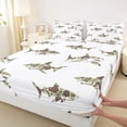 thumbnail image 4 of Feelyou Woodland Camo Shark Queen Sheet Sets for Men Boys, Green Brown Camouflage Bed Set, 4 Pieces, 4 of 5