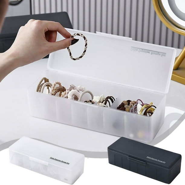 Organizador de caja de almacenamiento de cajón de escritorio | Diseño de cubierta abatible de 7 paneles | Estuche de plástico transparente multicapa para cables y accesorios | Compacto 27x18x9,5cm