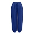 thumbnail image 3 of Bosfbaoi Womens Pants Drawstring Elastic High Waist Jogger Harem Pants Casual Loose Tapered Trousers Summer Beach Pants for Women, 3 of 8