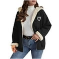 thumbnail image 2 of Ounisa Womens 2025 Winter Fuzzy Fleece Jacket Hooded Color Block Patchwork Cardigan Coats Outerwear with Pockets, 2 of 8