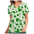 thumbnail image 1 of Pntutb Patrick'S Day Mujer Cuello en V Casual Manga corta Impreso Bolsillos Señoras tops Blusa Uniforme Pntutb Pntutb-5105, 1 of 4