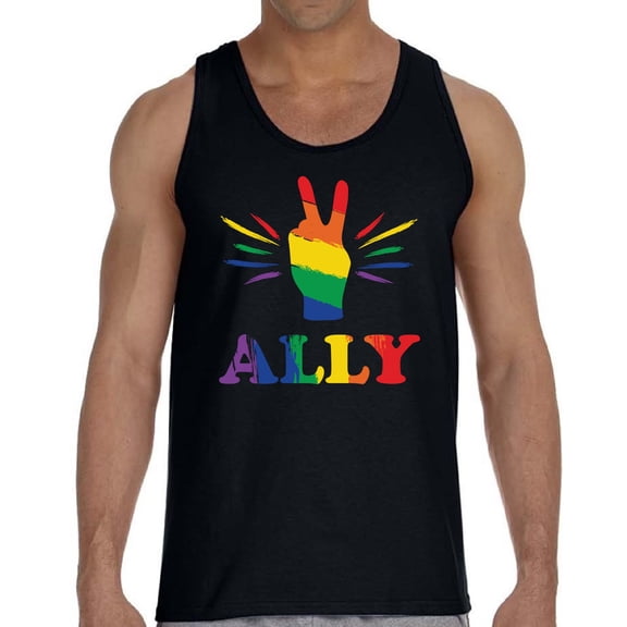 Gay LGBT Ally Color Tank Top for Men - S M L XL 2XL Graphic Tee - Lesbian Pride Support Tee Top Gift