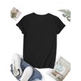 thumbnail image 2 of Women's Peace Sign Graphic T-Shirt with Inclusion Equality Acceptance Symbols - Black Short Sleeve Crew Neck Casual Top, Medium Stretch Spring Summer Tee, Casual Attire, Comfortable Fit, 2 of 6
