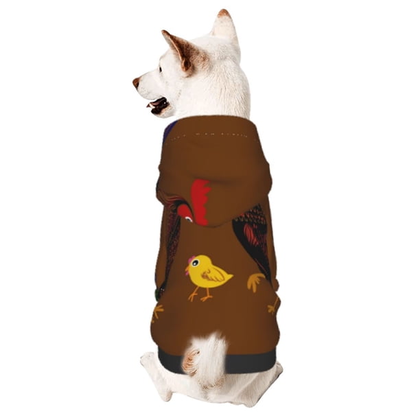 Fotbe Chicken Farm Animal Sudadera con Estampado para Perros Pequeños – Suéter con Capucha para Mascotas, Tela Suave de Forro Polar con Bolsillo-XX-Large