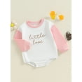 thumbnail image 4 of Suealasg Baby Girls Sweatshirt Romper Long Sleeve Crew Neck Letter Print Jumpsuit 3 6 12 18 Months Infant Girls Fall Winter Bodysuit, 4 of 9