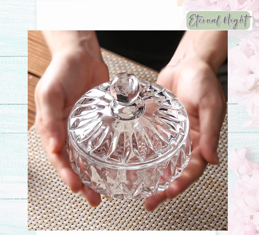 NIERBO 4 Pieces Crystal Glass Candy Jar With Lid Home Decorative