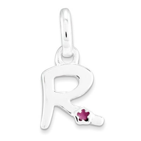 Sterling Silver Letter R with Enamel Pendant