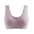 thumbnail image 2 of Women Nursing Bras Wire Free Breastfeeding Tank Bra V-neck Maternity Bra Front Snap Padded Sleep Bralettes, 2 of 8