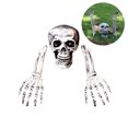 thumbnail image 1 of Juego de cabeza y manos de esqueleto de plástico de 3 piezas para decoración de jardín de fiesta de Halloween, 1 of 5