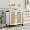 thumbnail image 2 of EastVita Rattan Buffet Cabinet Modern Sideboard Cabinet Kitchen Storage Cabinet Metal Frame Accent Cabinet with Door Cupboard Console Table, 2 of 5