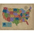 thumbnail image 2 of Williams, Todd 24x20 Gold Ornate Wood Framed with Double Matting Museum Art Print Titled - US Map, 2 of 4