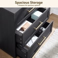 thumbnail image 4 of IFMUST Modern Nightstand, 18" Arched Panel 3 Drawers Wood Side Table with Charging Station, Wood Square Bedside End Table for Bedroom Living Room, Black, 4 of 6