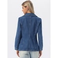 thumbnail image 3 of DARING DIVA Women's Notched Lapel Long Sleeve Button Up Denim Blazer M Blue, 3 of 6