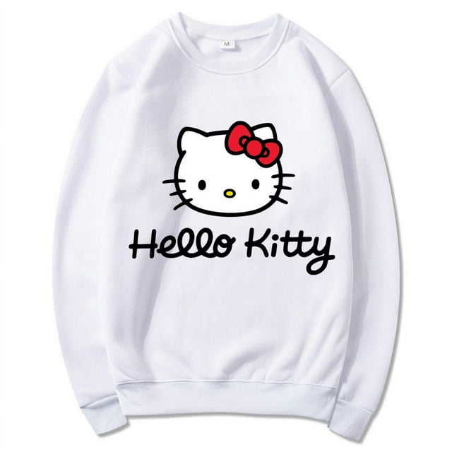 Hello Kitty Pull Femme Dessin Animé Printemps Automne Homme Col Rond Hoodie Vêtements 2024 Nouveau Mode Couple Sweat-Shirt Hauts