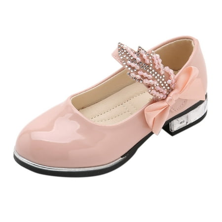 

Fimkaul Girls Sandals Dress For Wedding Bowknot Princess Party School Low Heel For Little Or Big Shoes Pink