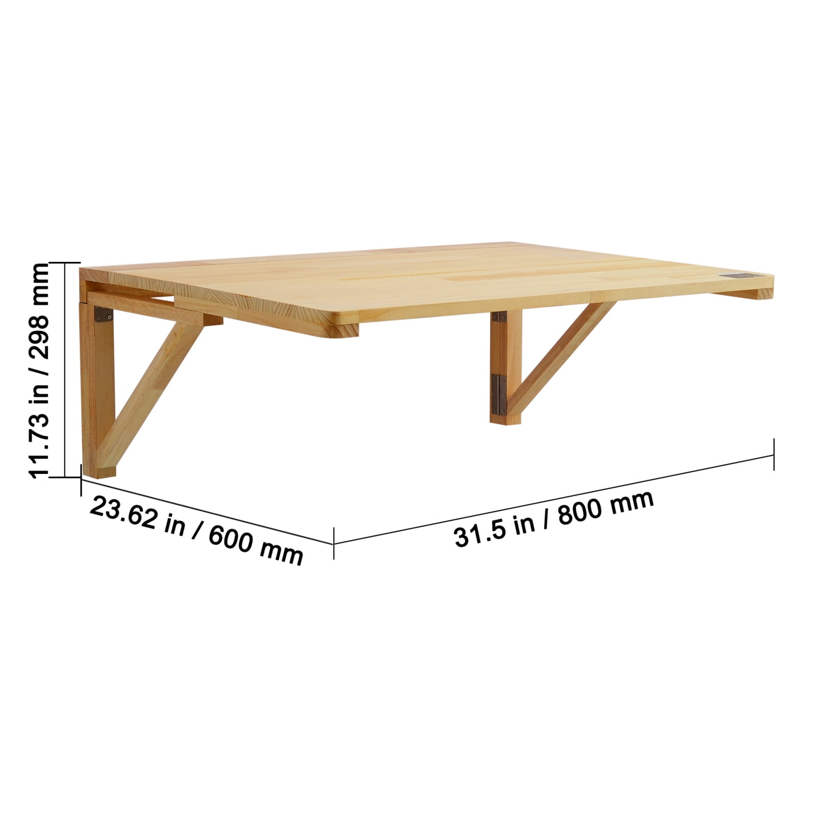 SKYSHALO Wall-Hanging Foldable Desk, 31.5" x 23.62" Space-Saving Drop-Leaf Table, Crafted from Wood with Metal Support, Versatile Folding Wall Desk for Home Office, Dining Area, Laundry, Kitchen, Bar