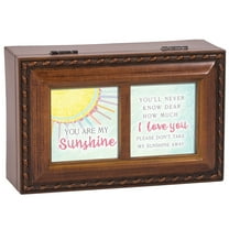 Never Know How Much Love You Woodgrain Rope Trim Jewelry Music Box Plays You Are My Sunshine