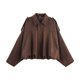 thumbnail image 1 of Chaqueta de Ante Sintético para Mujer con Solapa y Bolsillo, Estilo Piloto, Informal, de Larga, Estilo Urbano Moderno Café M, 1 of 5