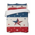 thumbnail image 2 of Quilts Full Size, 4th of July Soft Comforter Bedding Set for Bed, Red White Blue Striped Independence Day Star Lightweight Quilted Bedspread with Pillow Cover(2 Pieces) for All Season, 78x90 Inch, 2 of 6