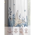 thumbnail image 5 of Coastal Sheer Curtains 2 Panels Set Ocean Blue Beige Starfish Shells Eucalyptus Leaves Sheer Window Curtains Light Filtering Rod Pocket Voile Drapes for Bedroom Living Room 52"x63", 5 of 8