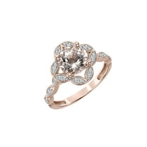 1-1/4 Carat T.G.W. Morganite & 1/8 Carat T.W. Diamond Quatrefoil Engagement Ring in 10k Rose Gold