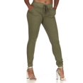thumbnail image 1 of Cover Girl Junior's Plus Size Pull On Camo Solid Mid Rise String Jogger Fit Sporty Active, Light Olive Green, 22, 1 of 7