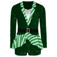 thumbnail image 3 of Ocealan Kids Girls Sequins Candy Cane Stripes Christmas Outfits Long Sleeve One Piece Bodysuit Green 8, 3 of 7