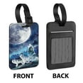 thumbnail image 2 of WIRESTER Rectangle PU Leather Luggage Tags for Travel Suitcase Baggage 4.05 x 2.83 inches - Wolf Pack Moon, 2 of 7