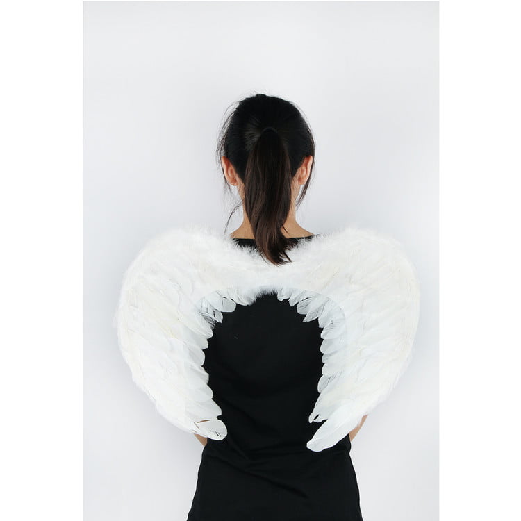 Small,18 x 14inch Womdee Angel Wings Costume Feather Angel Wing Open Swing V Shape Halloween Christmas Wings for Kids Girls Children Adults Black