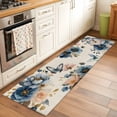 thumbnail image 2 of Runner Rug 2'x6', Vintage Blue Floral Washable Non-Slip Hallway Runner Rugs, Butterflies Watercolor Flower Linen Bedside Rugs Floor Mats Carpet Runners for Kitchen Bathroom Laundry Room, 2 of 8