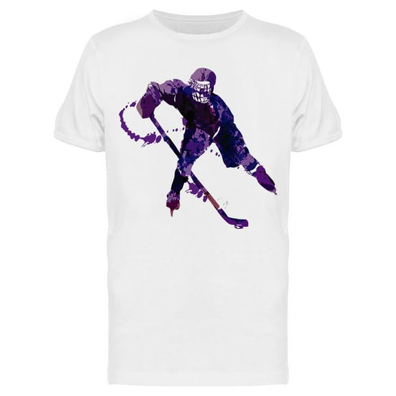 Hockey Player Pushing T-Shirt Men -Image by Shutterstock, Male XX-Large