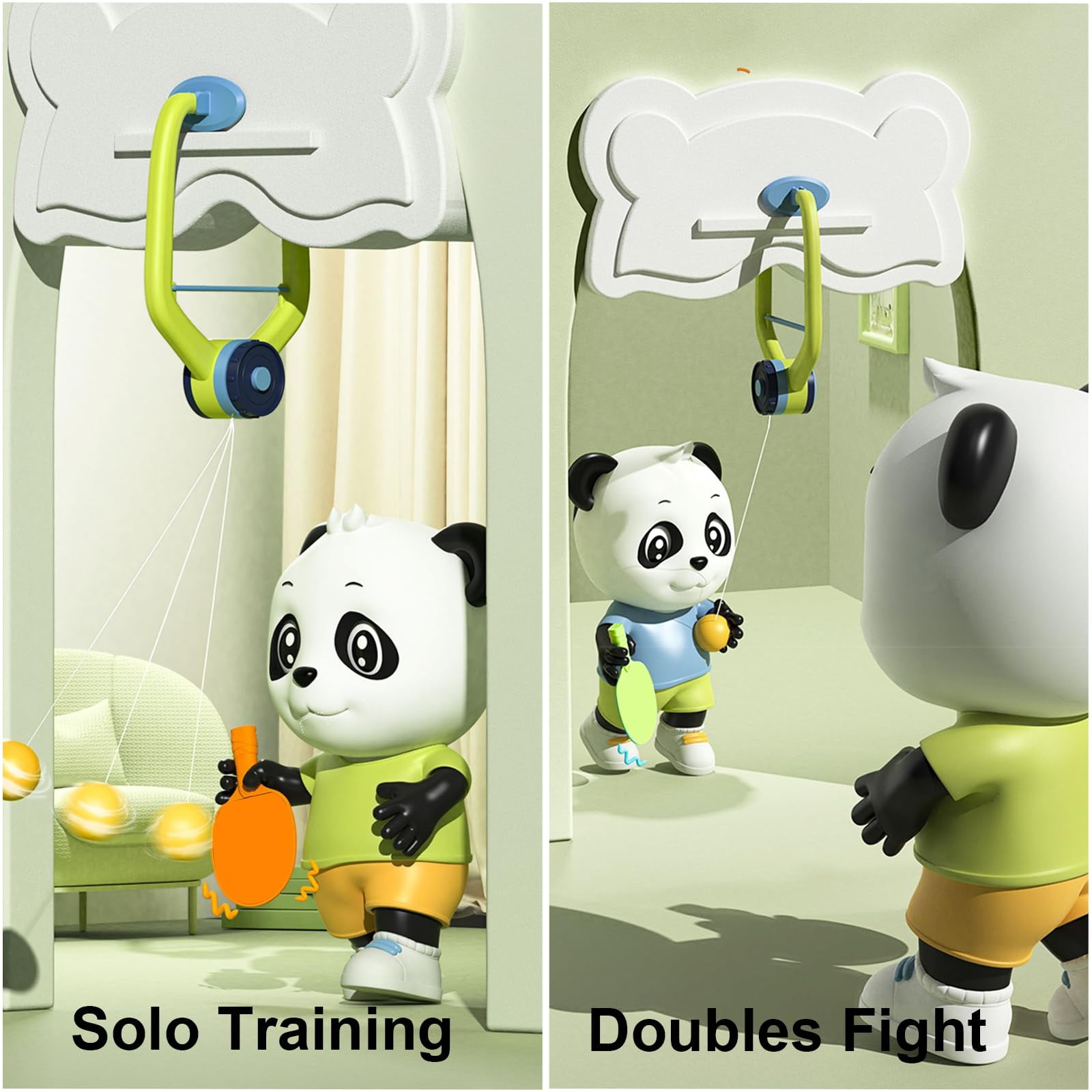 Hanging Table Tennis Trainer Portable Set, 1 Pcs Trainer 6 Balls Door Pong Game for Kids with Racket and Balls, Adjustable Hanging Table Tennis Trainer