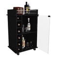 thumbnail image 5 of Tuhome Dukat Bar Cart with Two Shelves, Six Built-In Wine Racks, Four Casters, Modern, 5 of 5