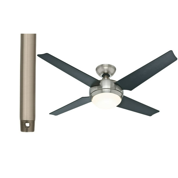 Hunter 59072 Sonic 52 Inch Ceiling Fan With Light Matte Black Maple Blades Brushed Nickel Finish 26019 Downrod 12 Com - Hunter 52 Inch Ceiling Fan With 4 Lights