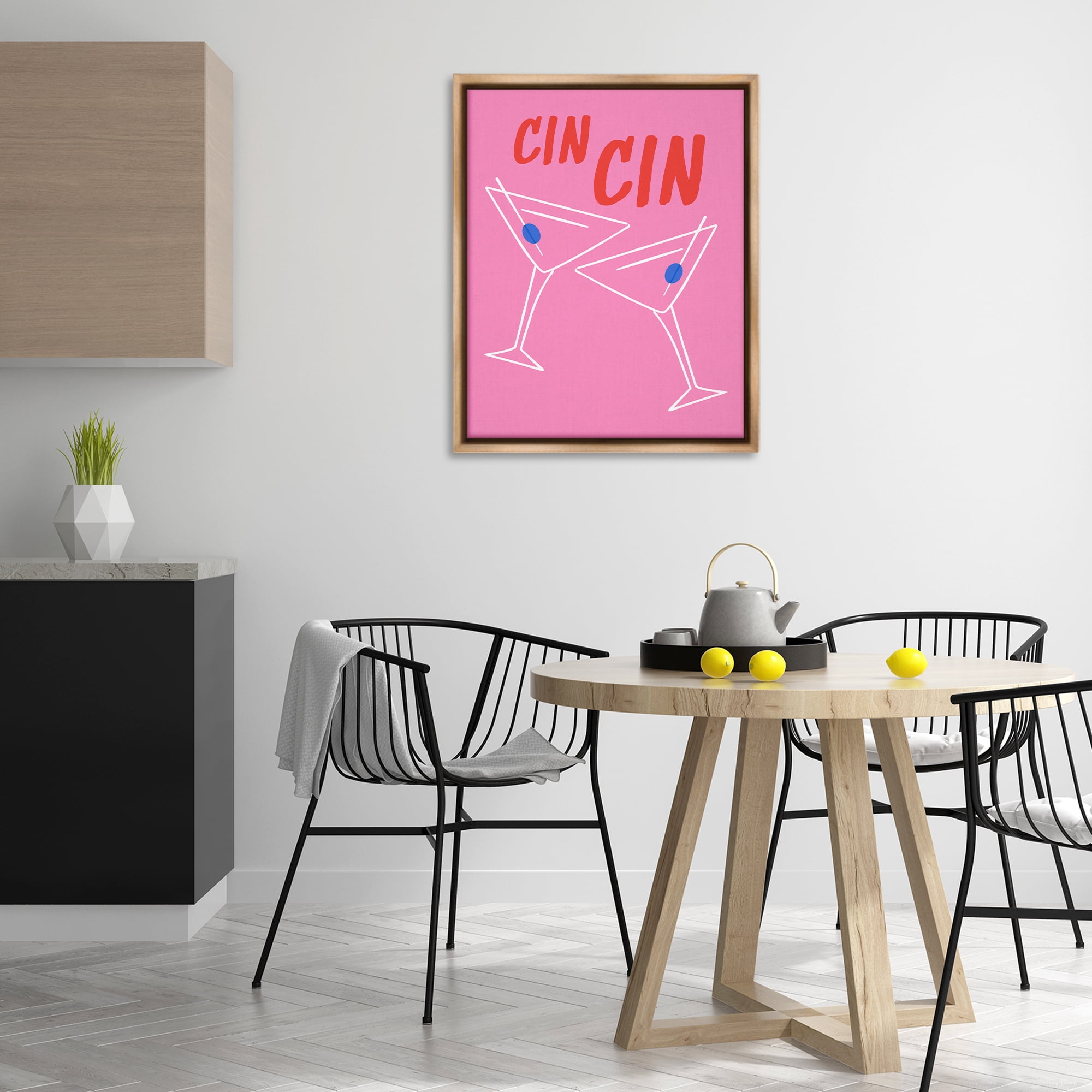 Stupell Industries Cin Cin Martinis Food & Beverage Painting Brown Floater Framed Canvas Art Print Wall Art, 25 x 31