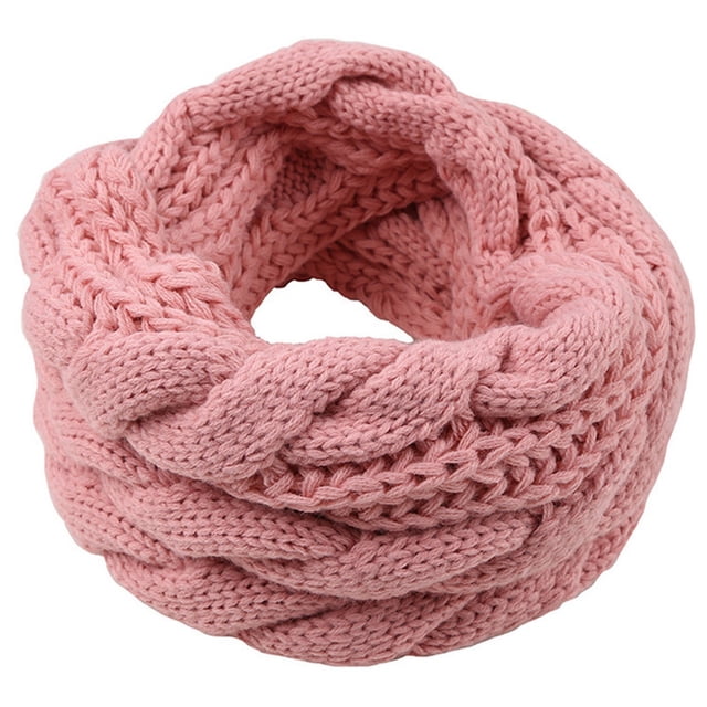 Flash Deal! Scarf Loop Padded Scarf Bib Woolen Winter Knit Warmth Circle Womens Scarf Sales All Items On Clearance Pink One Size
