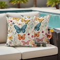 thumbnail image 5 of Spring Floral Pillow Covers 2 Pack Colorful Butterflies Watercolor Flower Rustic Farmhouse Pillowcase Waterproof Outdoor Throw Pillow Cover for Patio Garden Square Cushion 16”x16”, 5 of 9
