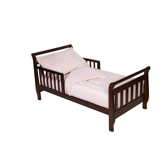 TL Care Minky Dot Chenille 4 Piece Toddler Bed Set, Pink, for Girls
