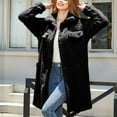 thumbnail image 2 of Patlollav Women Winter Coat Long Sleeve Solid Single-Breasted Diamond Oversized Jacket, 2 of 6