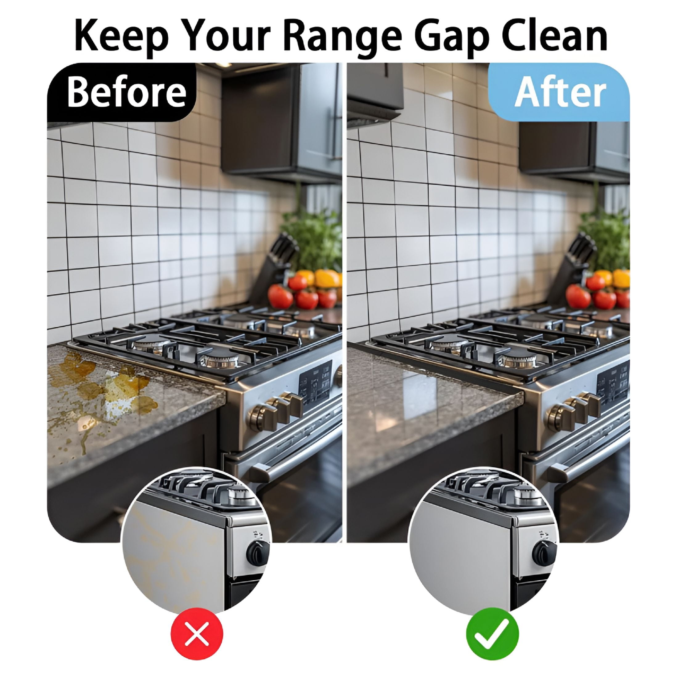 ACDANC 2026 New Stainless Stove Counter Cover (2 Pack Black) Stove Guard Stove Filler for Kitchen Range Trim Kit Heat with Easy Clean Adjustable Length Kitchen Gadgets Black,4 Gas Stove Card Strips