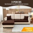 thumbnail image 3 of Sectional Couch Covers for Sofa Cushion L Shaped Couch Cover Washable Soft Couch Cushion Covers Stretch Sofa Slipcovers with 2 Pcs Pillowcases(3-Piece 2 Seater + 1 Chaise, Brown), 3 of 14