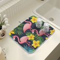 thumbnail image 4 of Yayeee Dish Drying Mat for Kitchen Counter 16" x 18" Microfiber Super Absorbent Coffee Decorative Pad, Flamingo Pattern, 4 of 9
