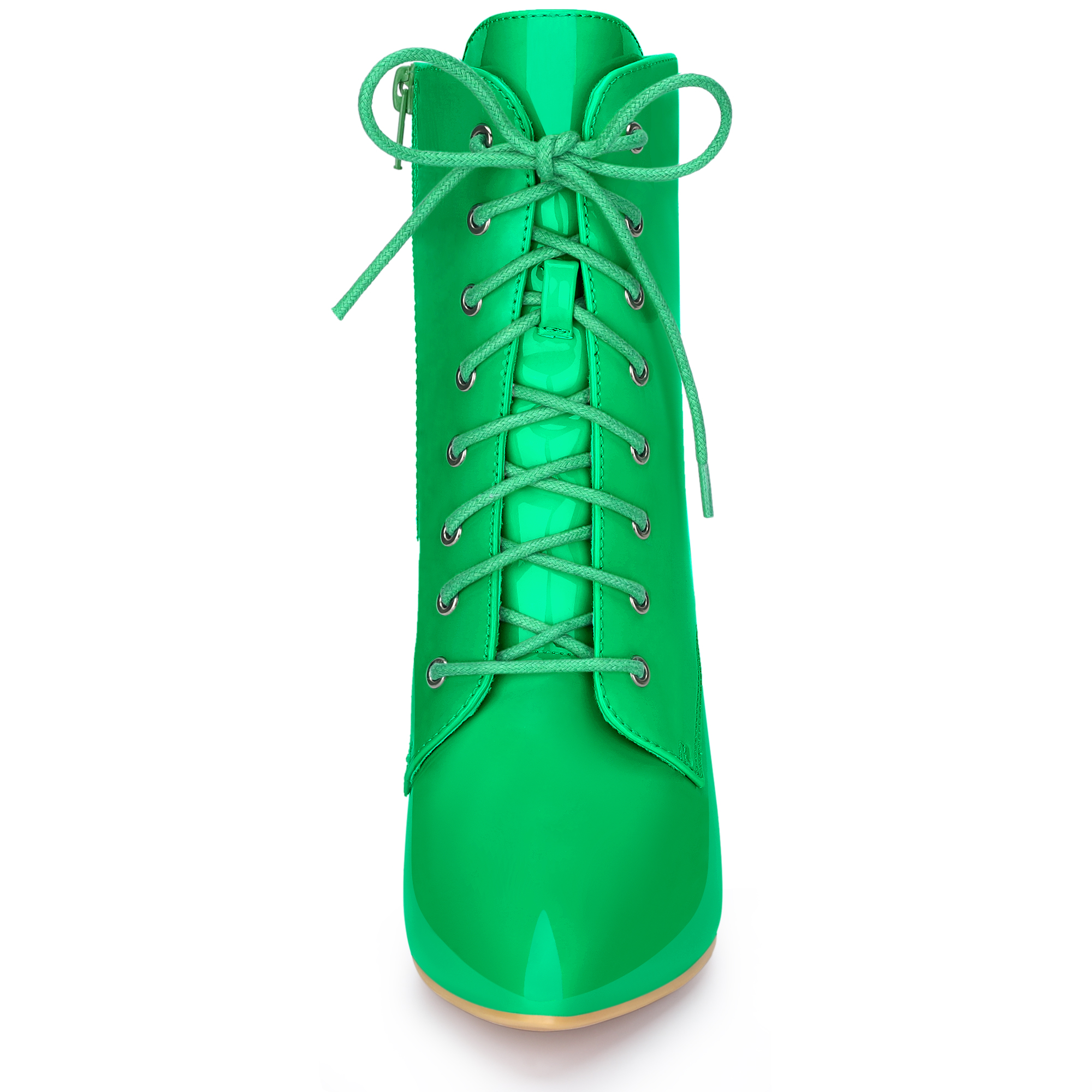 DARING DIVA Lace Up Pointed Toe and Stiletto Heel Boots Grass Green 9