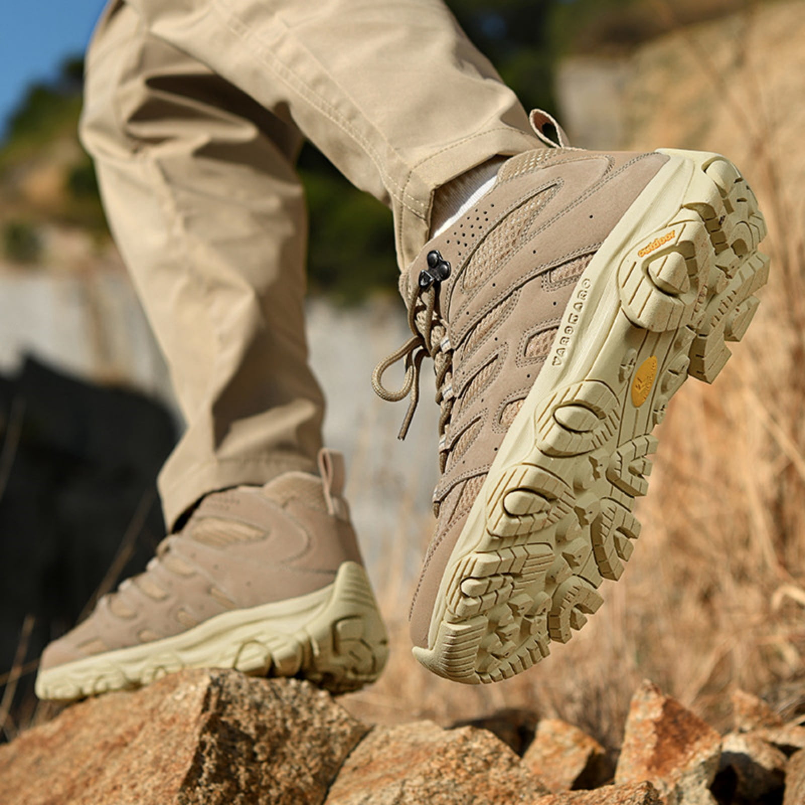 LASUDRAA Mens and Womens Ankle-High Hiking Boots Lightweight Outdoor Shoes for Trekking Trails Walking Couples Sneakers