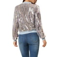 thumbnail image 3 of Chaqueta de lentejuelas para mujer INSPIRE CHIC con cierre de cremallera y bolsillos ocultos, chaqueta bomber L blanca arcoíris, 3 of 7