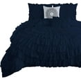 thumbnail image 2 of D.N.G. BEDDINGS 100% Egyptian Cotton 5 Piece Circle Ruffle Comforter Set with 1 Freebie Ruffle Pillow | 550 GSM Filled Microfiber - Oversized Super King Size, Navy Color - 800 Thread Count, 2 of 5