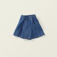 thumbnail image 4 of ATOGUTA Girls Denim Shorts Summer Super Soft Elastic Waist Flowy Under Dress Shorts Blue, Size 2-7, 4 of 5